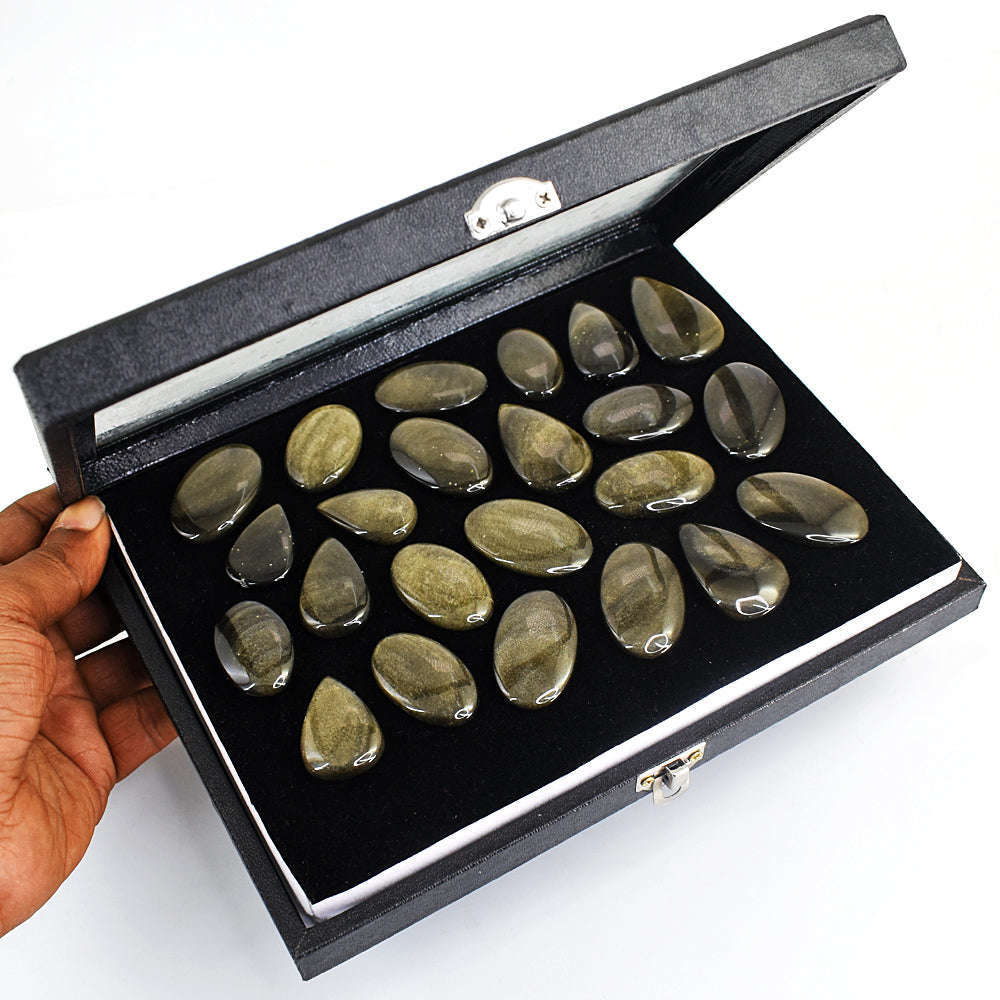 gemsmore:Natural Grey Sheen Obsidian Gemstone Lot