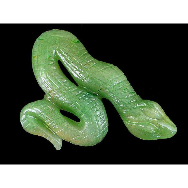 gemsmore:Natural Hand Carved Green Aventurine Snake