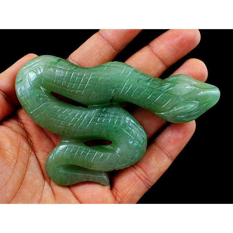 gemsmore:Natural Hand Carved Green Aventurine Snake