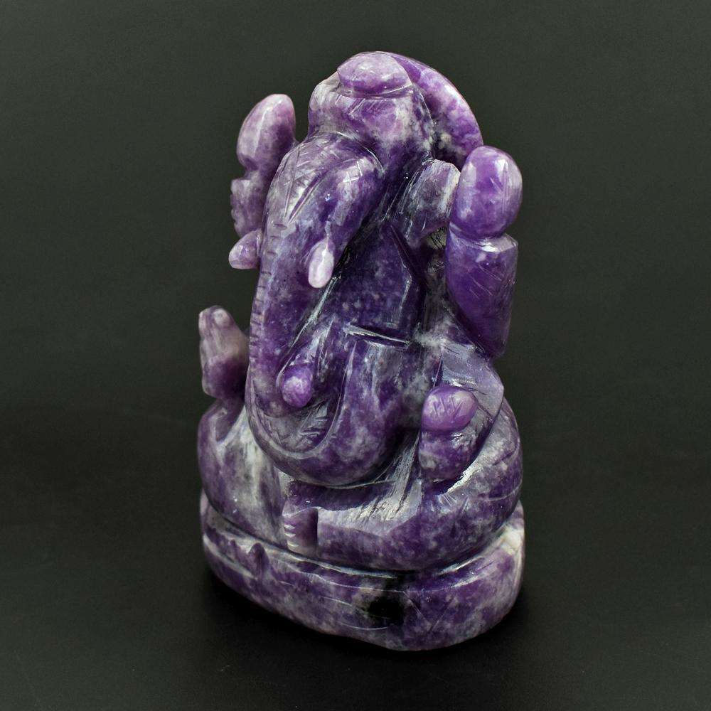 gemsmore:Natural Hand Carved Lepidolite Lord Ganesha Idol