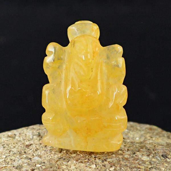 gemsmore:Natural Hand Carved Yellow Aventurine Ganesha