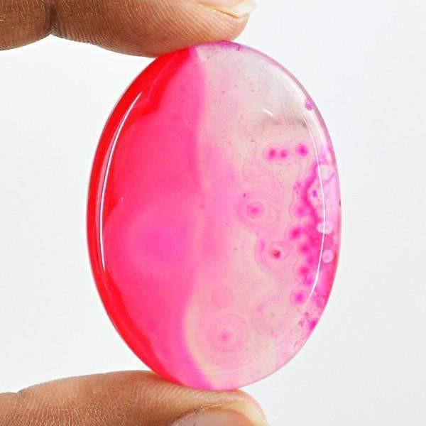 gemsmore:Natural Healing Palm Oval Shape Pink Onyx Gemstone