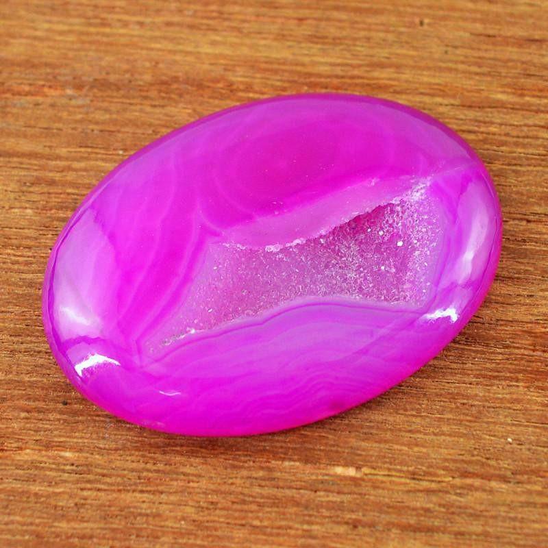 gemsmore:Natural Healing Palm Pink Druzy Onyx Oval Shape Gemstone