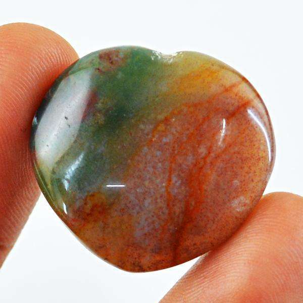 gemsmore:Natural Heart Shape Moss Agate Untreated Loose Gemstone