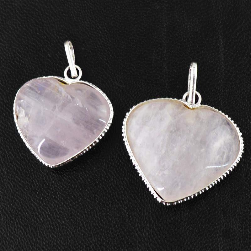 gemsmore:Natural Heart Shape Pink Rose Quartz Pendant Lot