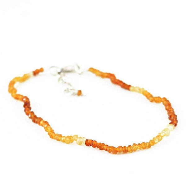 gemsmore:Natural Hessonite Garnet Bracelet Round Shape Faceted Beads
