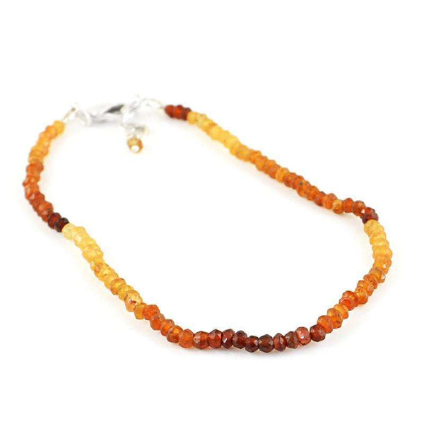 gemsmore:Natural Hessonite Garnet Bracelet Round Shape Faceted Beads