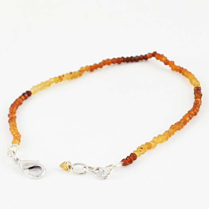 gemsmore:Natural Hessonite Garnet Bracelet Round Shape Faceted Beads