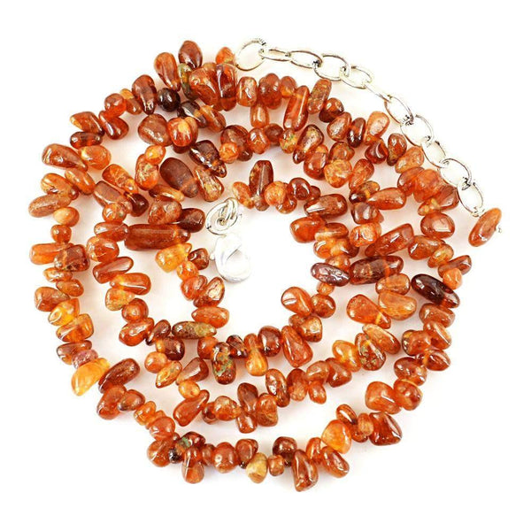 gemsmore:Natural Hessonite Garnet Necklace Untreated Tear Drop Beads