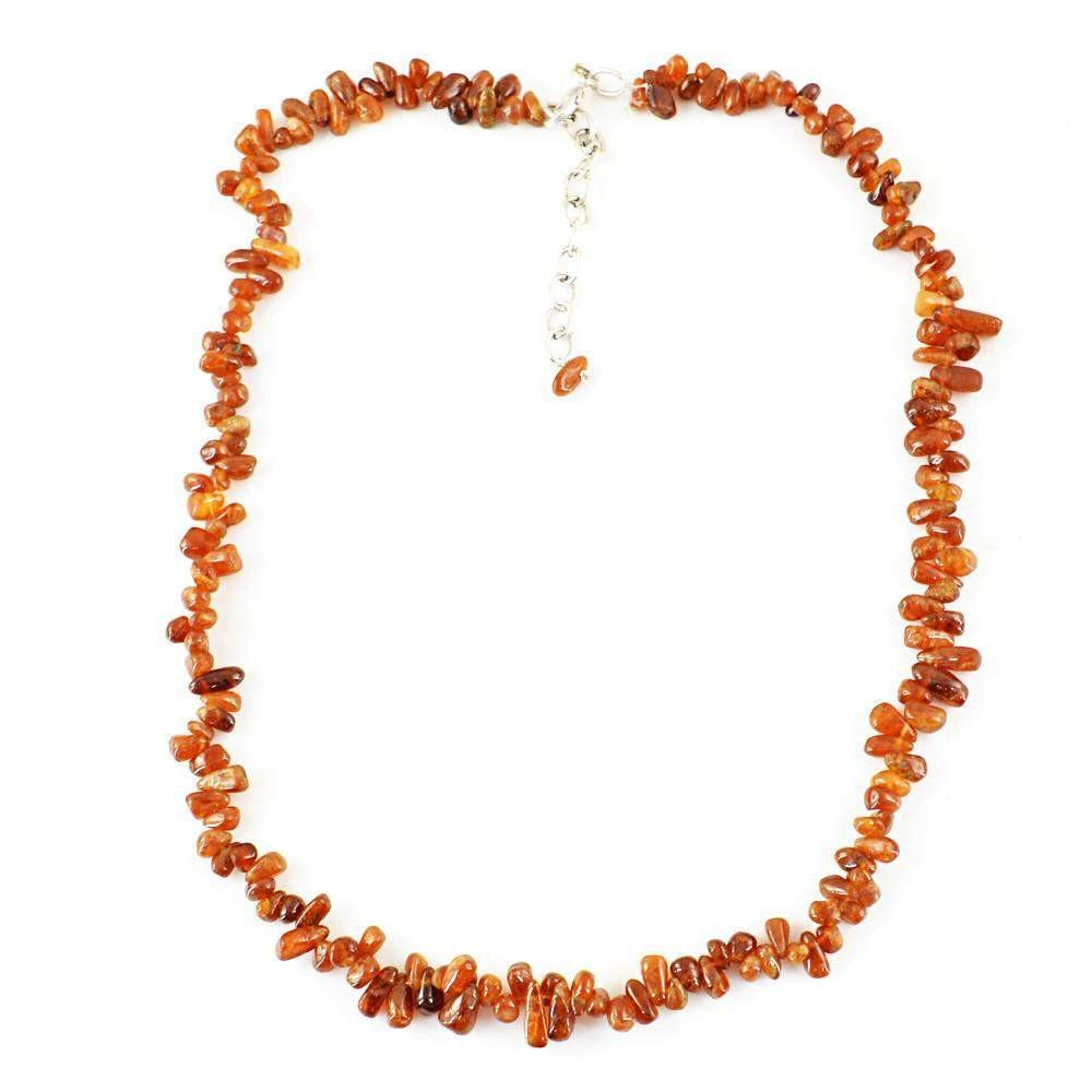 gemsmore:Natural Hessonite Garnet Necklace Untreated Tear Drop Beads