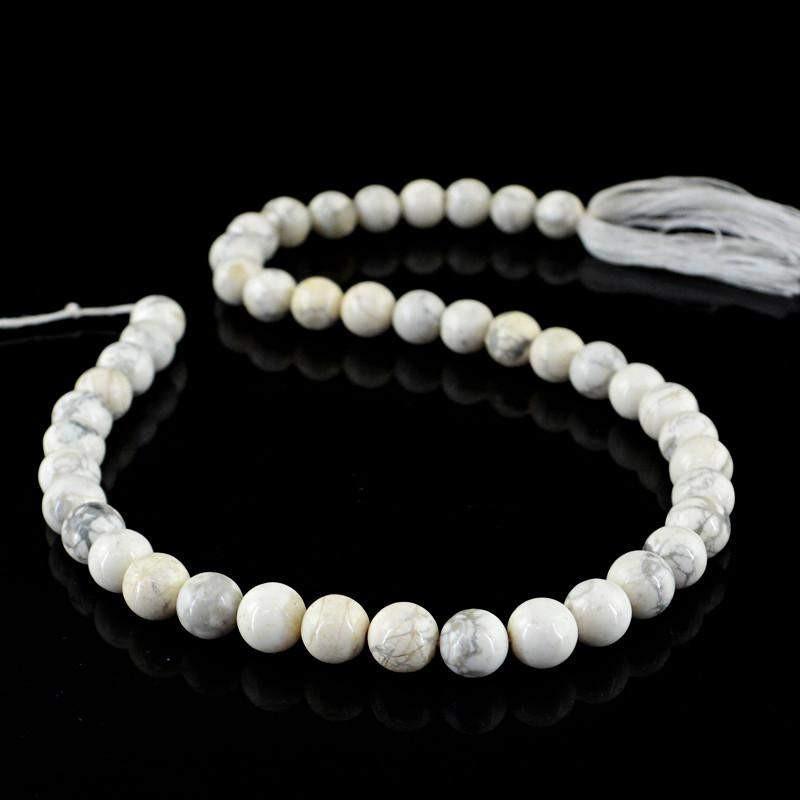 gemsmore:Natural Howlite Strand Untreated Round Shape Drilled Beads