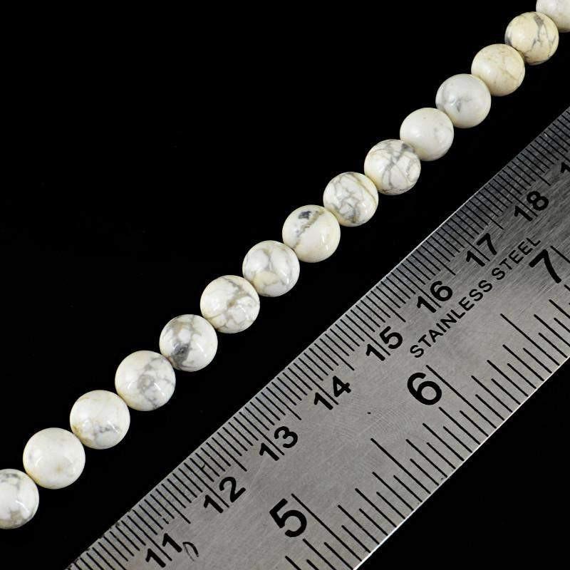 gemsmore:Natural Howlite Strand Untreated Round Shape Drilled Beads