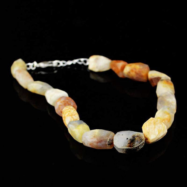gemsmore:Natural Indian Opal Bracelet Untreated Faceted Beads