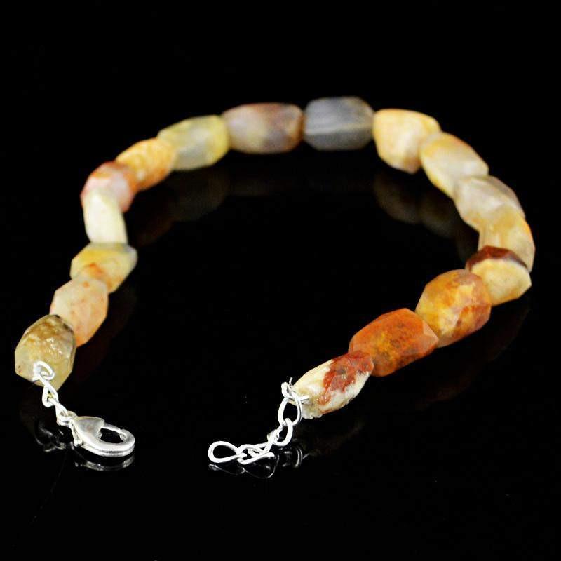 gemsmore:Natural Indian Opal Bracelet Untreated Faceted Beads