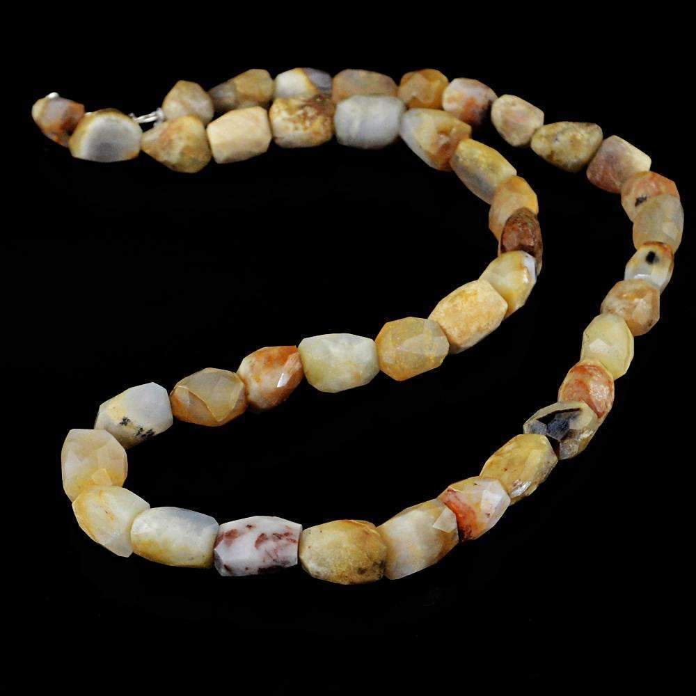 gemsmore:Natural Indian Opal Necklace - Single Strand Faceted Beads