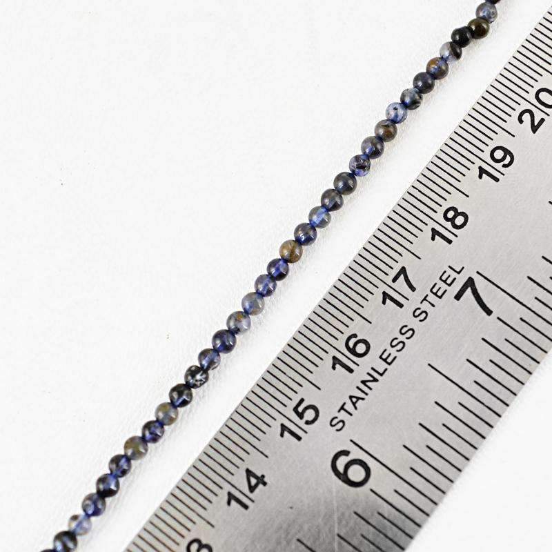 gemsmore:Natural Iolite Drilled Beads Strand - Round Shape