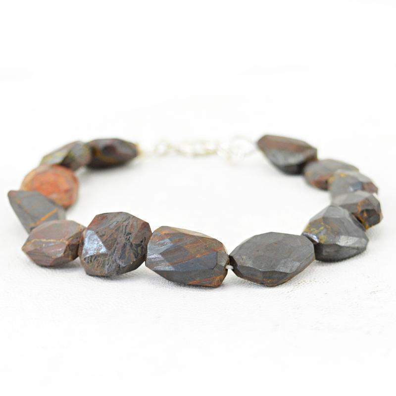 gemsmore:Natural Iron Tiger Eye Bracelet Untreated Beads