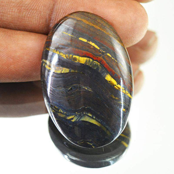 gemsmore:Natural Iron Tiger Eye Unheated Oval Shape Gemstone