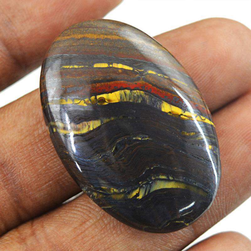 gemsmore:Natural Iron Tiger Eye Unheated Oval Shape Gemstone