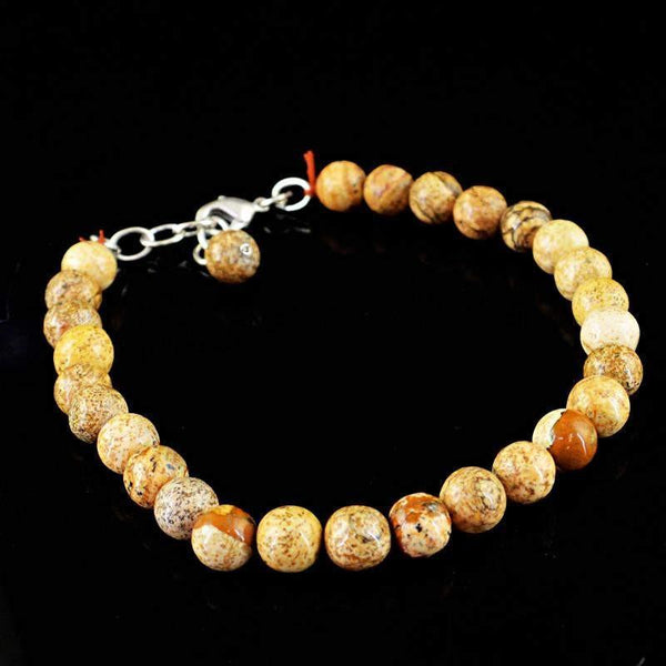 gemsmore:Natural Jasper Bracelet Untreated Round Shape Beads