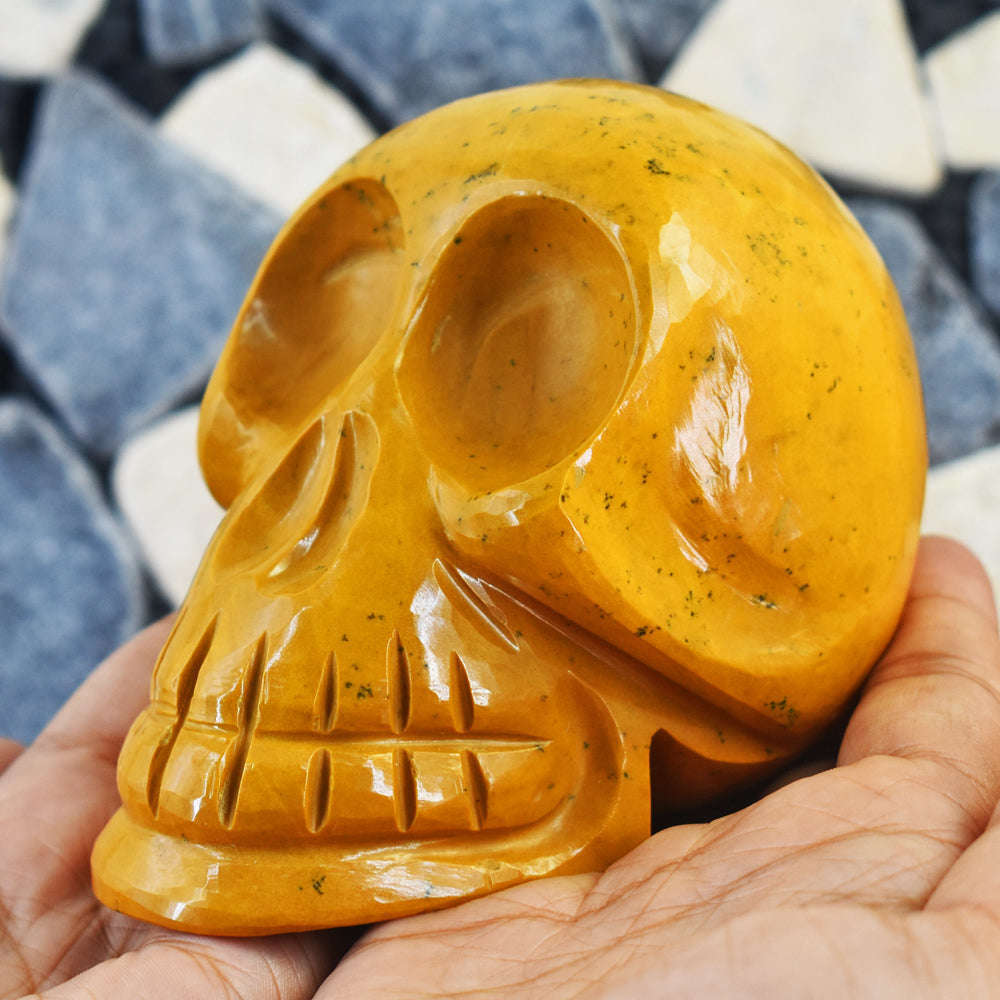gemsmore:Natural  Jasper  Hand Carved Genuine Crystal Gemstone Carving Skull