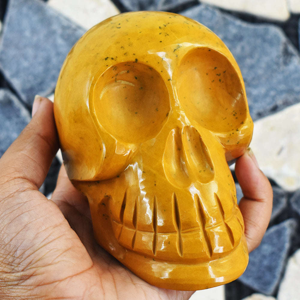gemsmore:Natural  Jasper  Hand Carved Genuine Crystal Gemstone Carving Skull