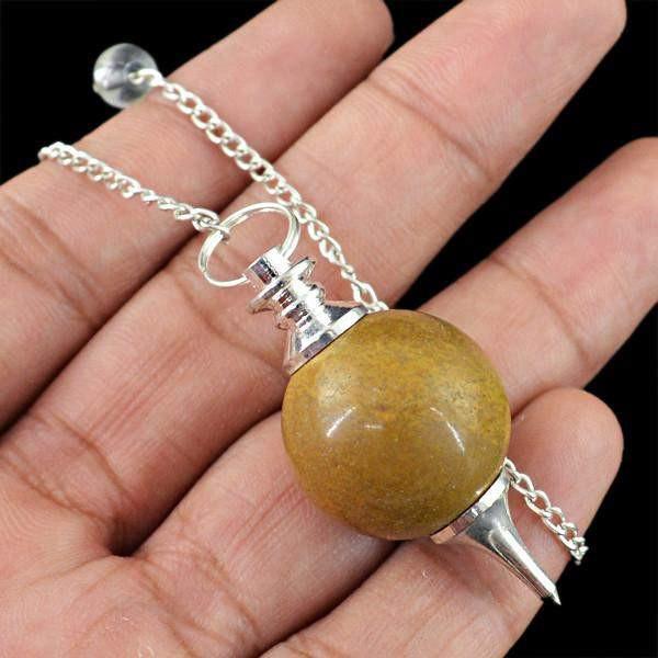 gemsmore:Natural Jasper Healing Ball Pendulum