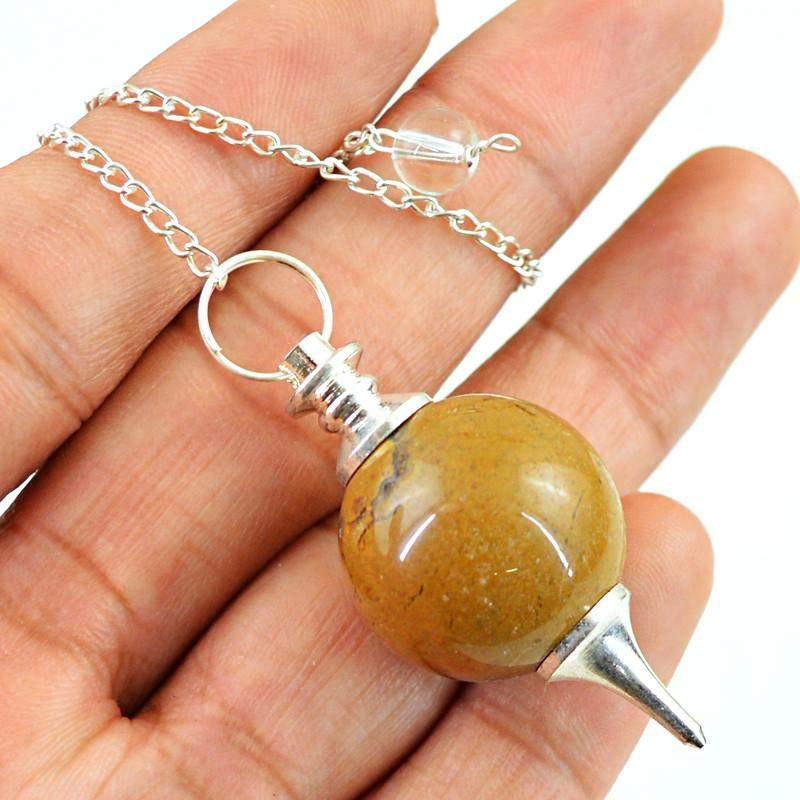 gemsmore:Natural Jasper Healing Ball Point Pendulum