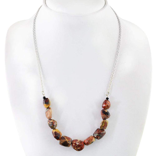 gemsmore:Natural Jasper Necklace Faceted Beads - Best Quality