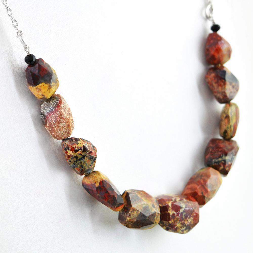 gemsmore:Natural Jasper Necklace Faceted Beads - Best Quality