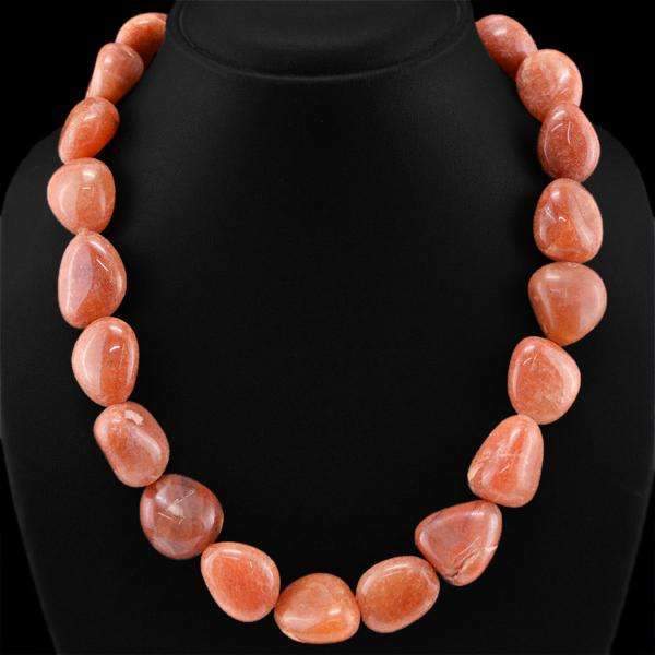 gemsmore:Natural Jasper Necklace Single Strand Untreated Beads