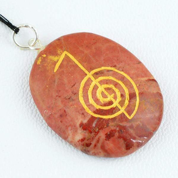 gemsmore:Natural Jasper Oval Shape Chakra Gemstone Pendant