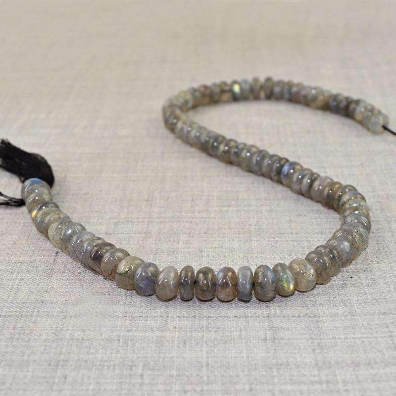 gemsmore:Natural Labradorite Beads Strand - Drilled Round Shape