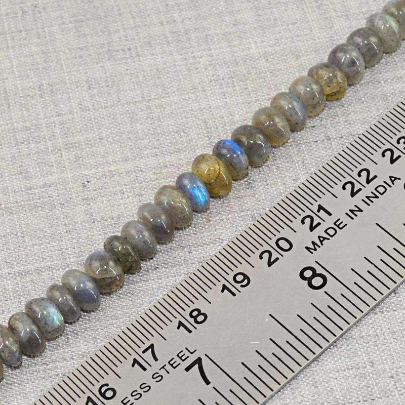 gemsmore:Natural Labradorite Beads Strand - Drilled Round Shape