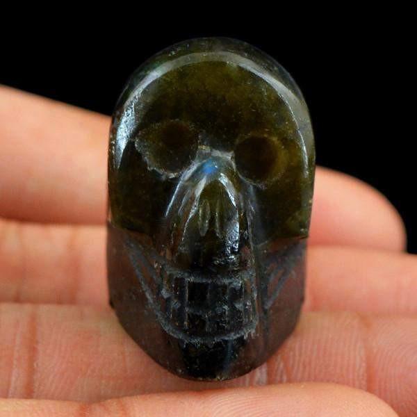 gemsmore:Natural Labradorite Carved Skull Gemstone