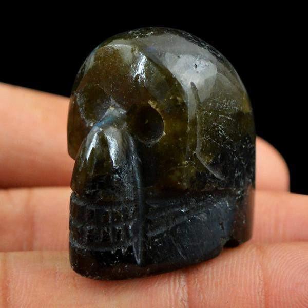gemsmore:Natural Labradorite Carved Skull Gemstone