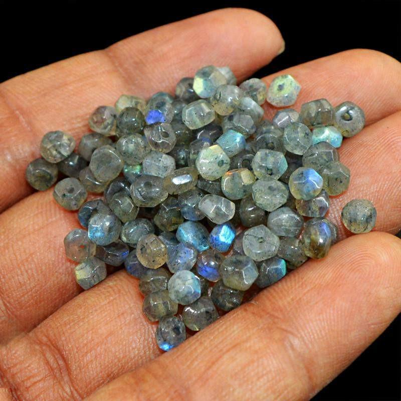 gemsmore:Natural Labradorite Drilled Beads Lot