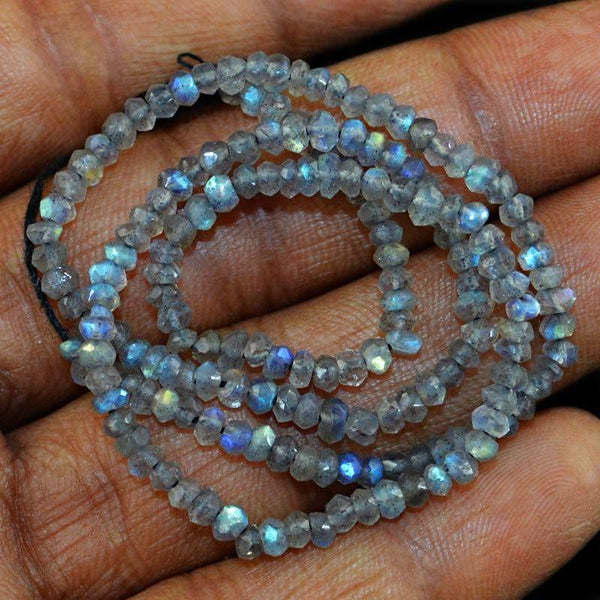 gemsmore:Natural Labradorite Faceted Beads Strand