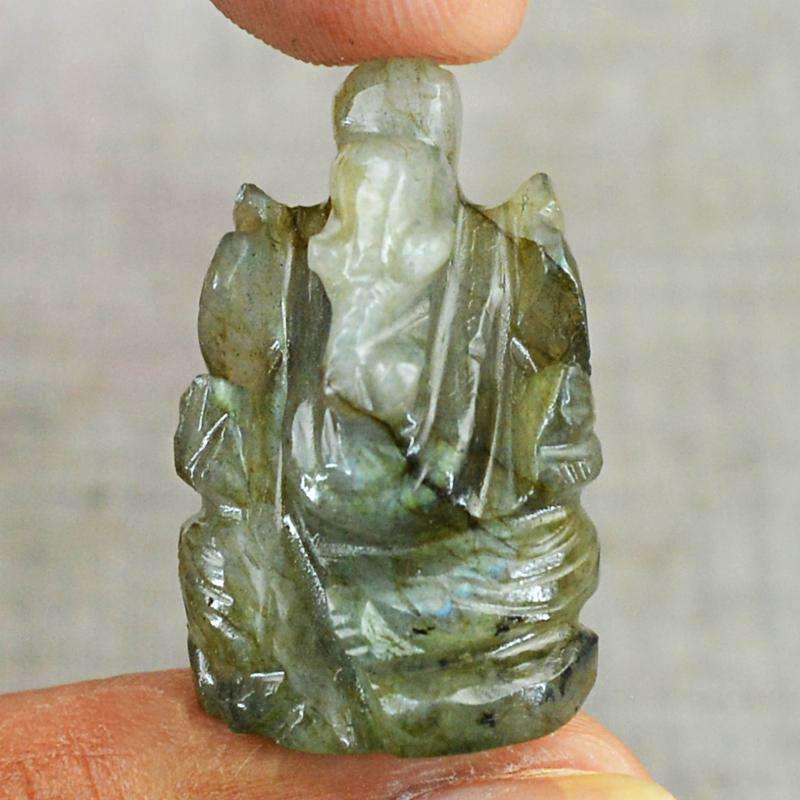 gemsmore:Natural Labradorite Hand Carved Ganesha Gemstone