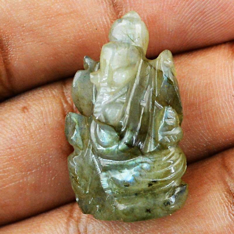 gemsmore:Natural Labradorite Hand Carved Ganesha Gemstone