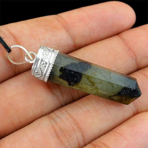 gemsmore:Natural Labradorite Healing Point Pendant