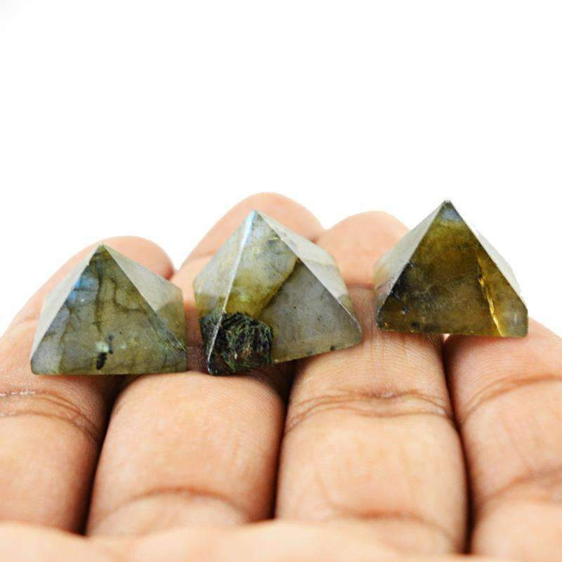 gemsmore:Natural Labradorite Healing Pyramid Gemstone Lot