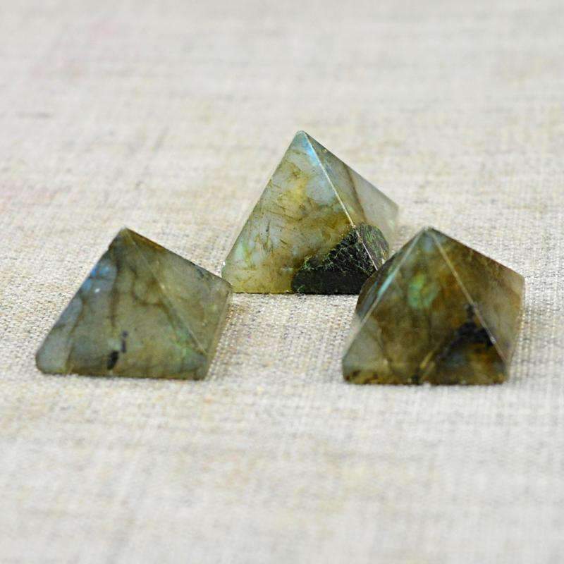 gemsmore:Natural Labradorite Healing Pyramid Gemstone Lot