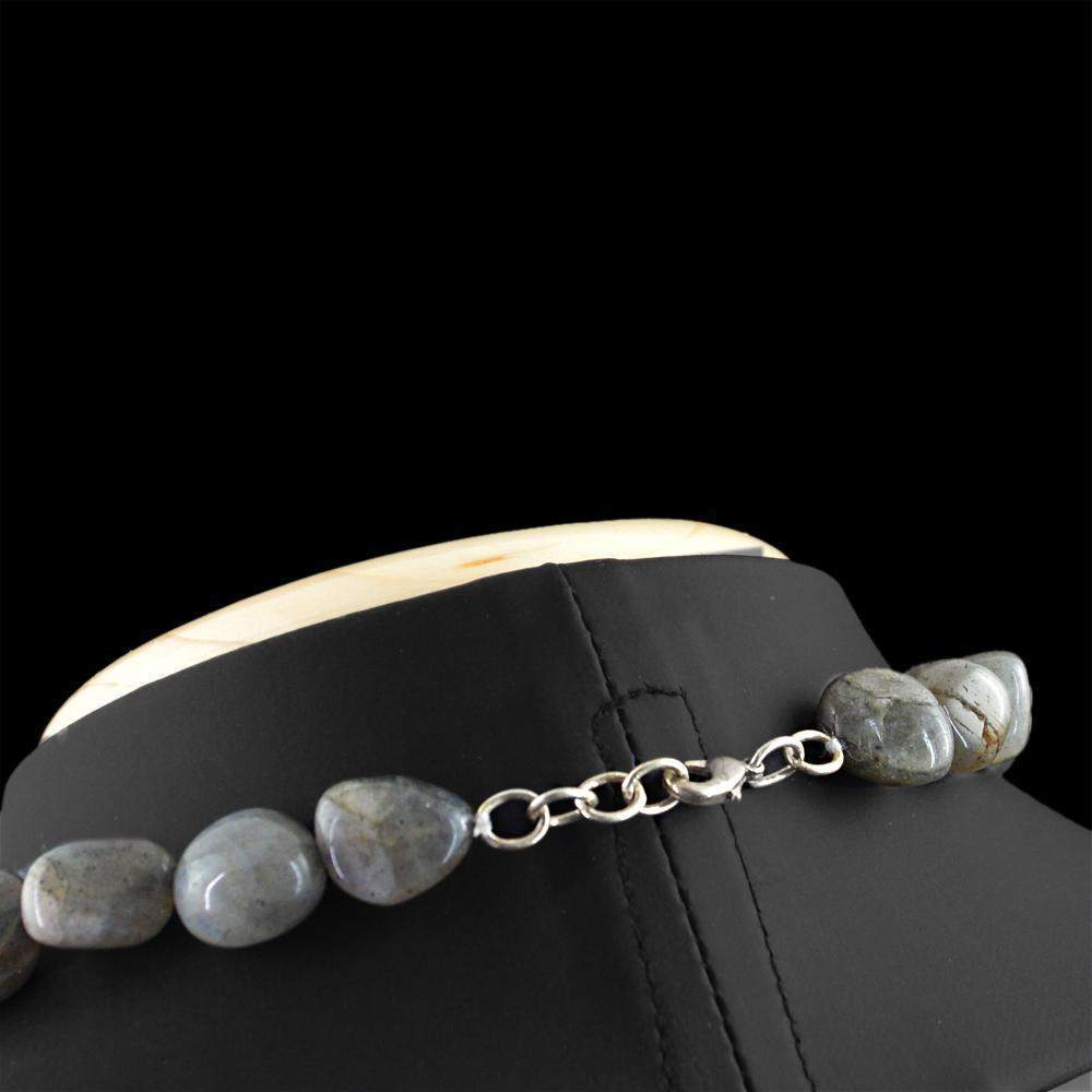 gemsmore:Natural Labradorite Necklace Single Strand Untreated Beads