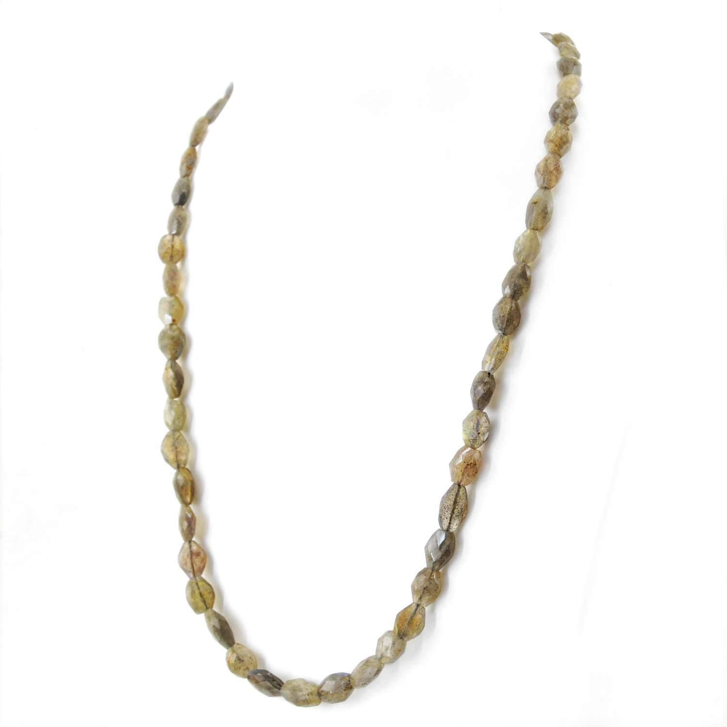 gemsmore:Natural Labradorite Necklace Untreated Faceted Beads