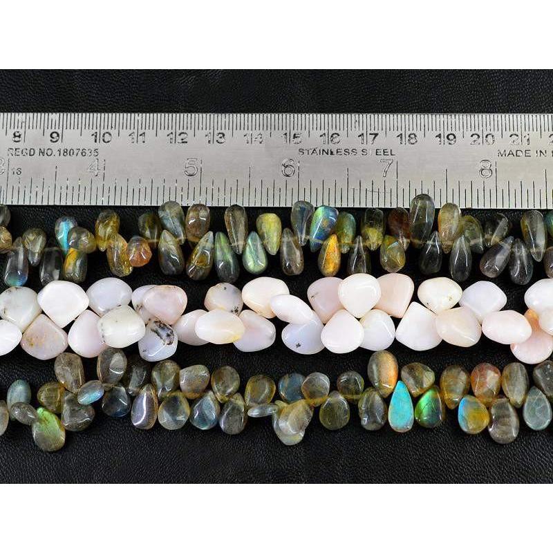 gemsmore:Natural Labradorite & Pink Australian Opal Beads Strands