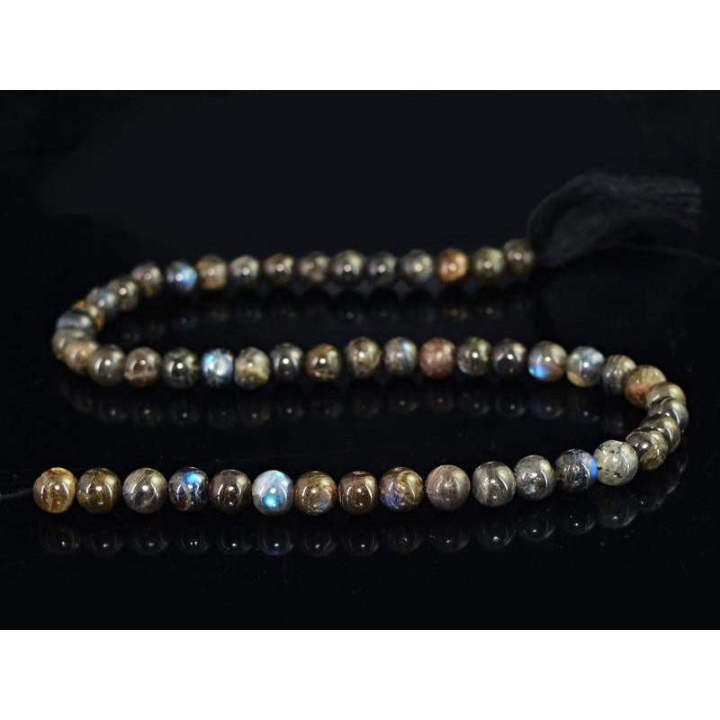 gemsmore:Natural Labradorite Round Drilled Beads Strand