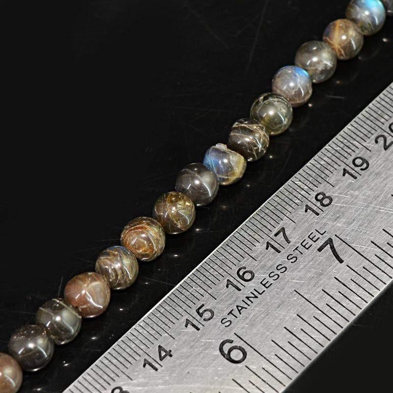gemsmore:Natural Labradorite Round Drilled Beads Strand