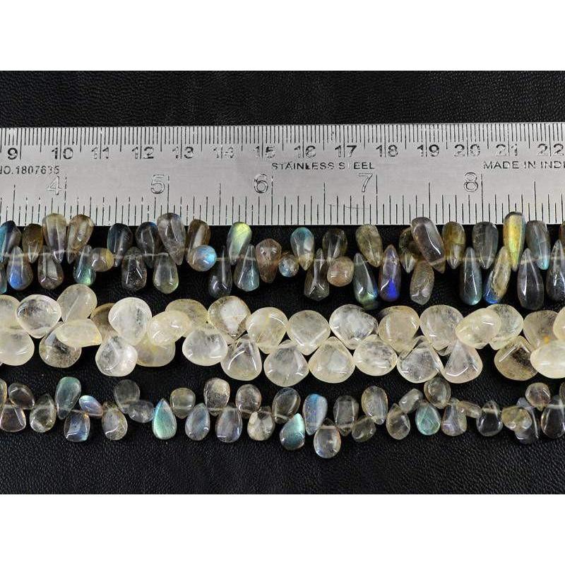 gemsmore:Natural Labradorite & Rutile Quartz Beads Strands