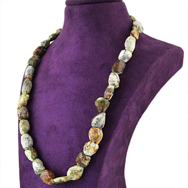 gemsmore:Natural Landscape Jasper Necklace Single Strand Faceted Beads